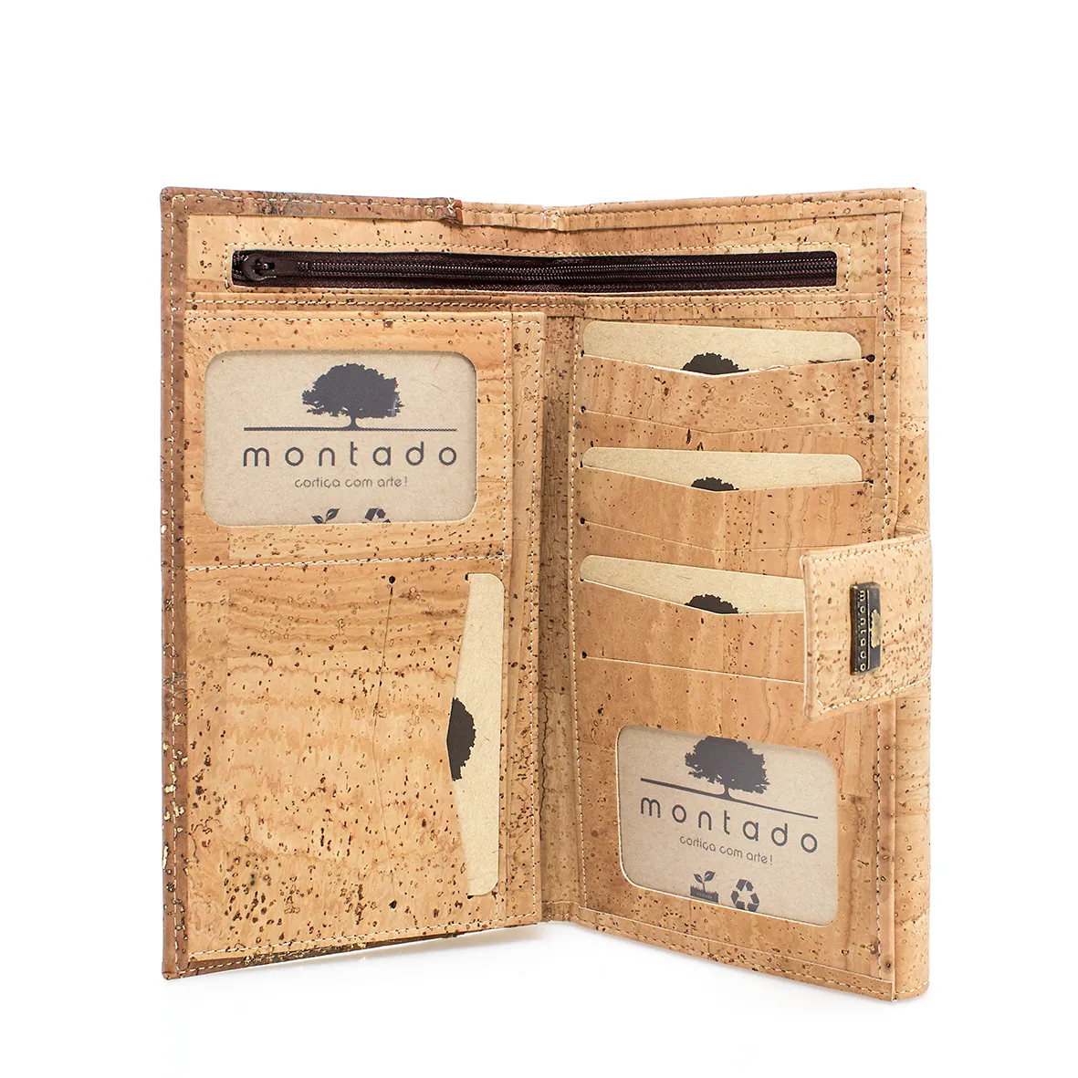 Porta-Moedas em Cortiça, Tamanho Grande e Estruturado, com Proteção Anti-roubo RFID