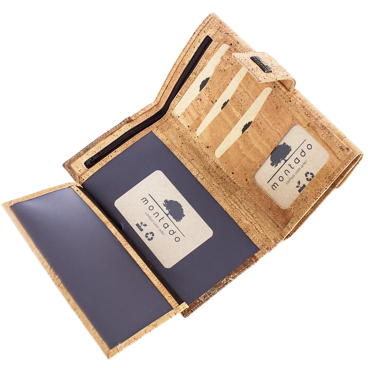 Porta-Moedas em Cortiça, Tamanho Grande e Estruturado, com Proteção Anti-roubo RFID