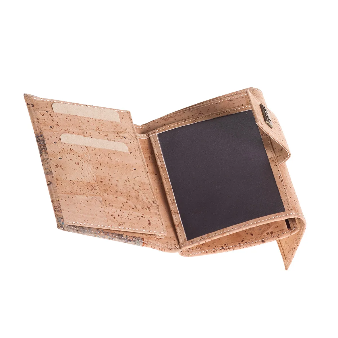 Medium-sized structured cork coin purse with RFID anti-theft protection