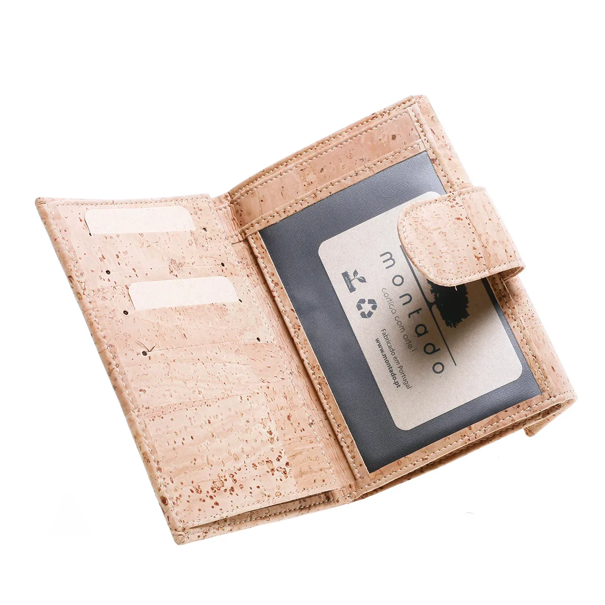 Porta-Moedas em Cortiça, Tamanho Médio e Estruturado, com Proteção Anti-roubo RFID, Exterior com Patchwork