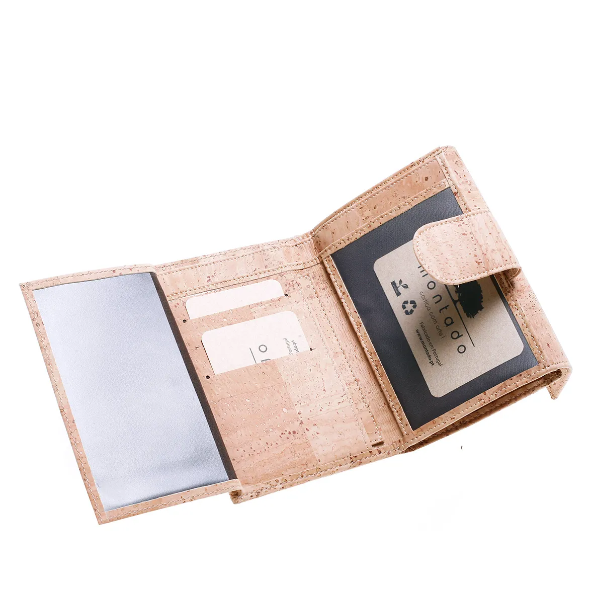 Porta-Moedas em Cortiça, Tamanho Médio e Estruturado, com Proteção Anti-roubo RFID, Exterior com Patchwork