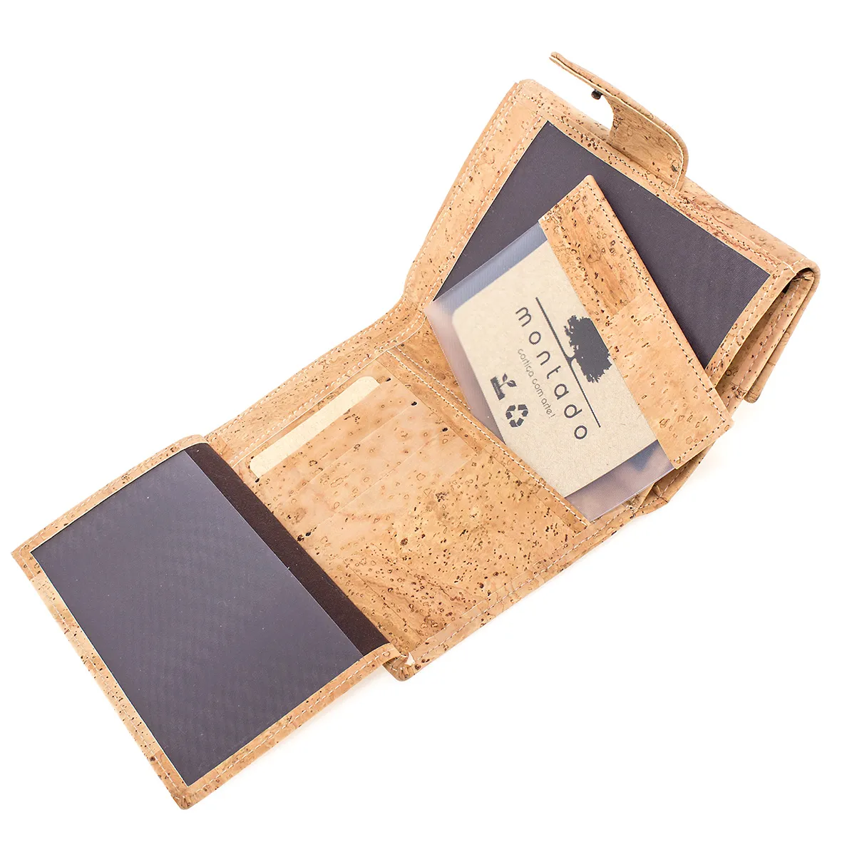 Porta-Moedas em Cortiça, Tamanho Médio e Estruturado, com Proteção Anti-roubo RFID, Exterior com Patchwork