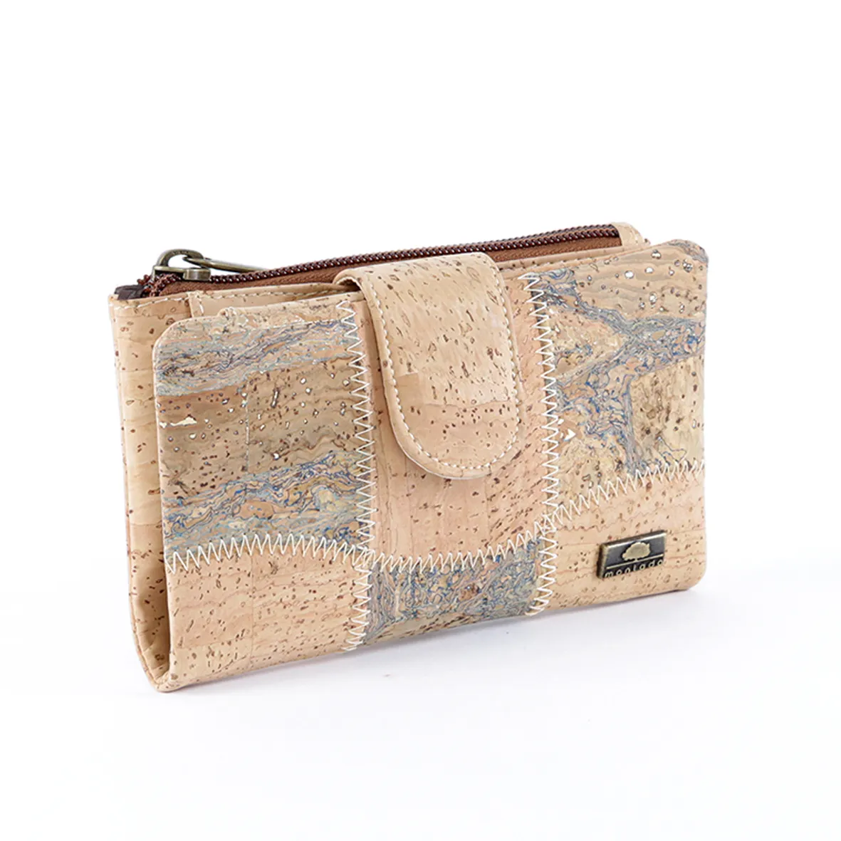 Cork Coin Purse, Flexible Structure, Small Size, with RFID Anti-Theft Protection, Patchwork Exterior