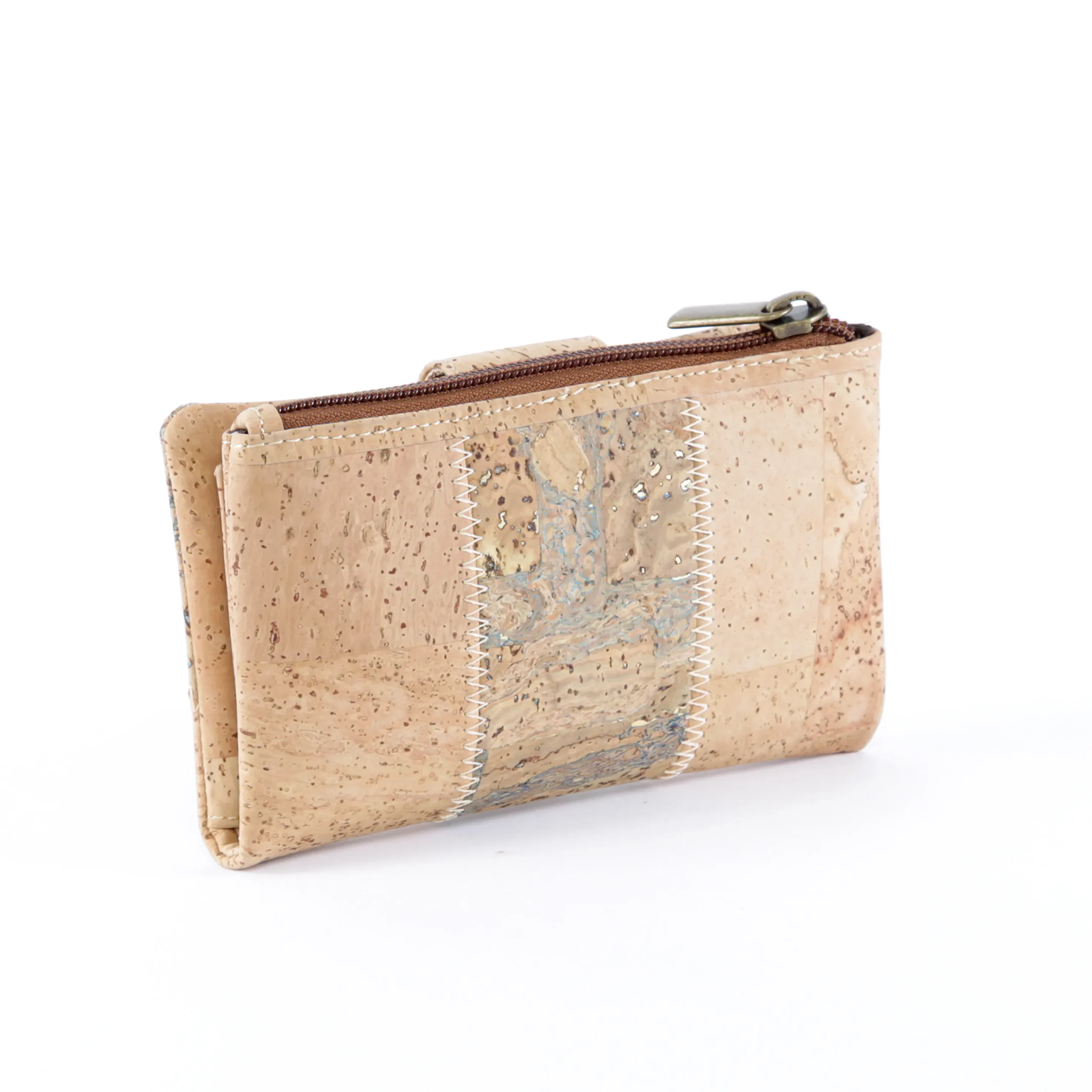 Cork Coin Purse, Flexible Structure, Small Size, with RFID Anti-Theft Protection, Patchwork Exterior