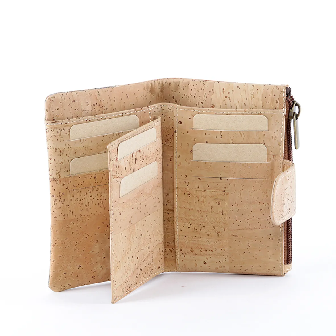 Cork Coin Purse, Flexible Structure, Small Size, with RFID Anti-Theft Protection, Patchwork Exterior