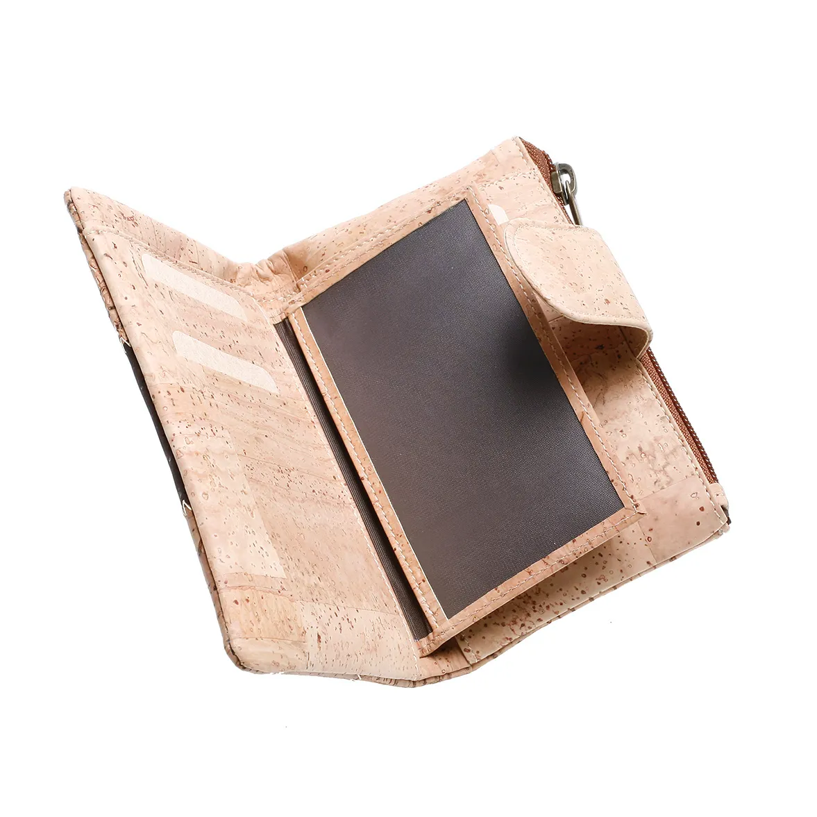 Cork Coin Purse, Flexible Structure, Small Size, with RFID Anti-Theft Protection, Patchwork Exterior