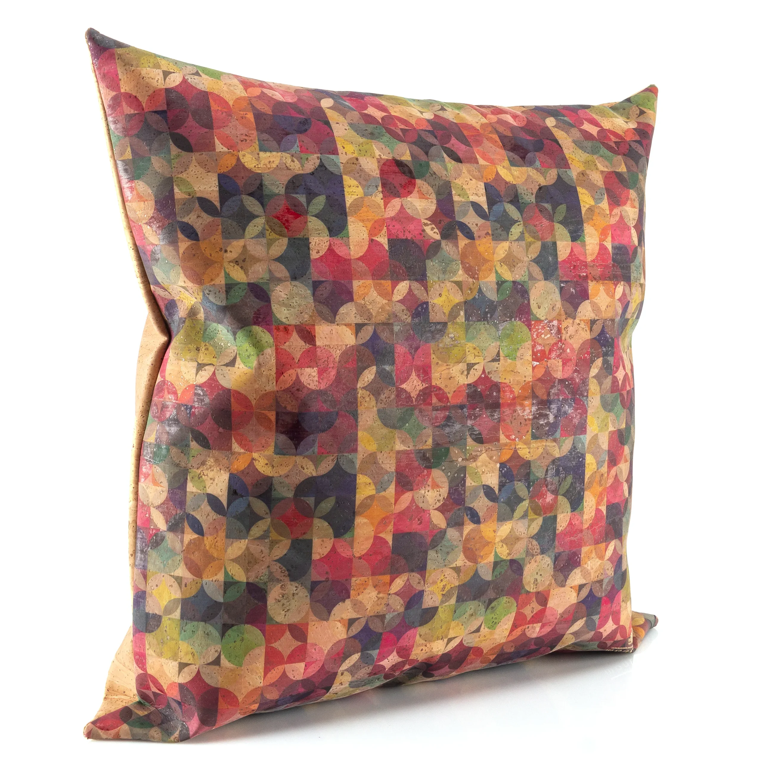 Decorative and ecological square cushion in cork - Natural Rainbow