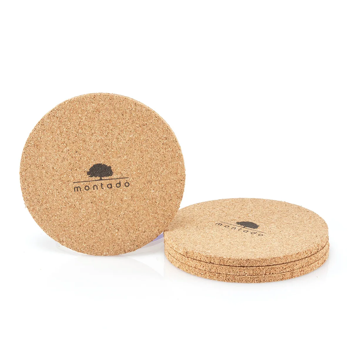 Pack of 4 Round Reusable Cork Coasters - Pattern Montado