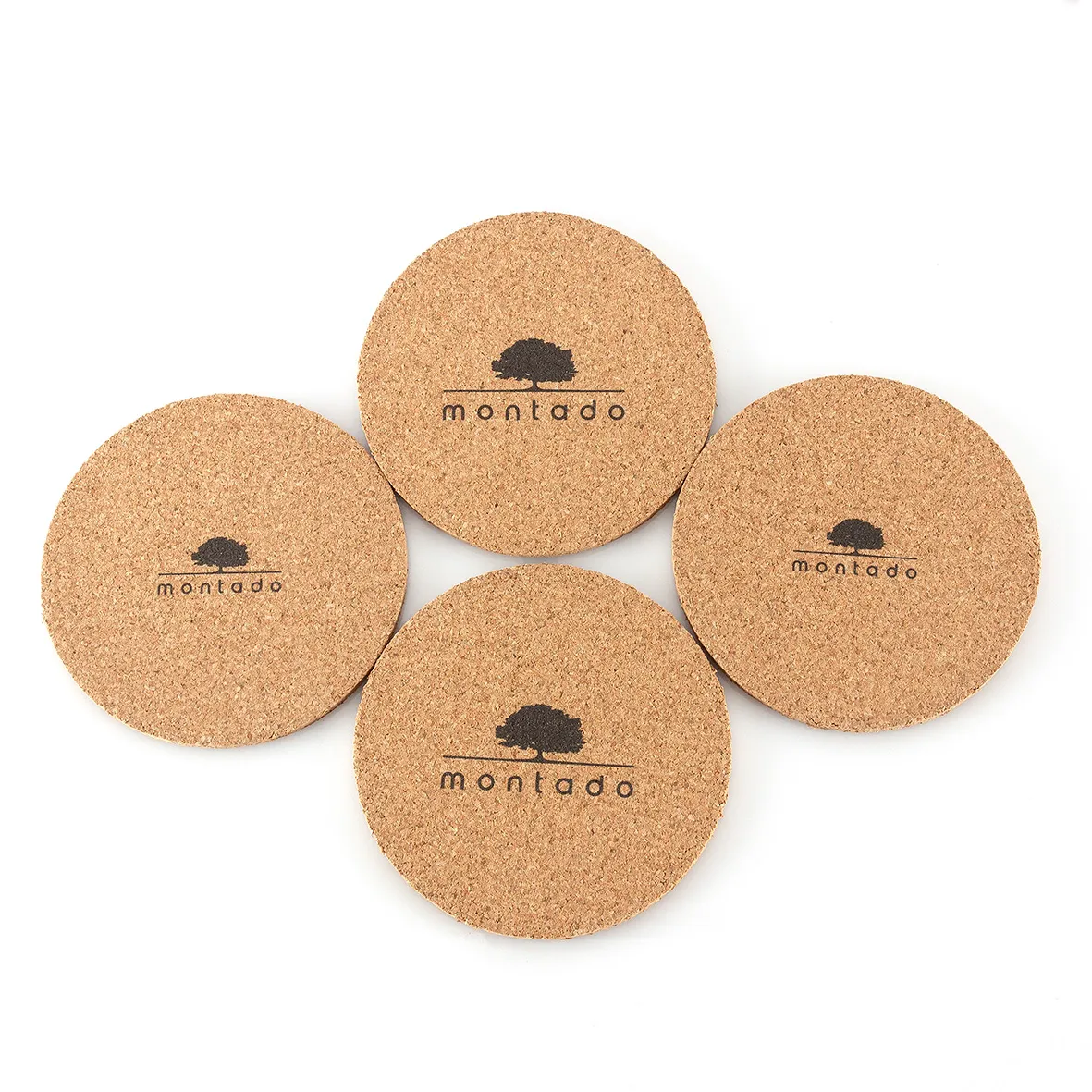 Pack of 4 Round Reusable Cork Coasters - Pattern Montado