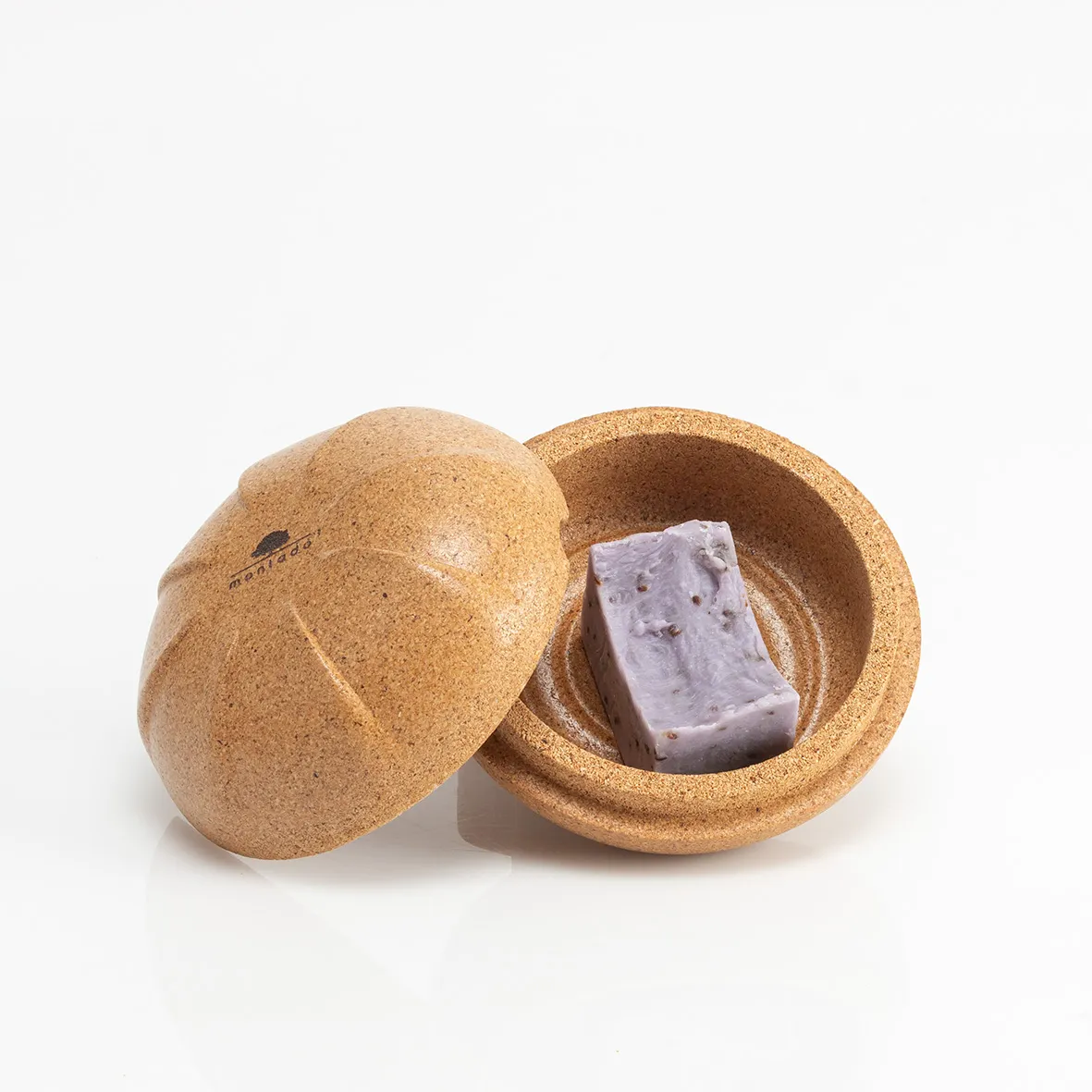 Saboneteira em Cortiça Natural com Tampa Redonda