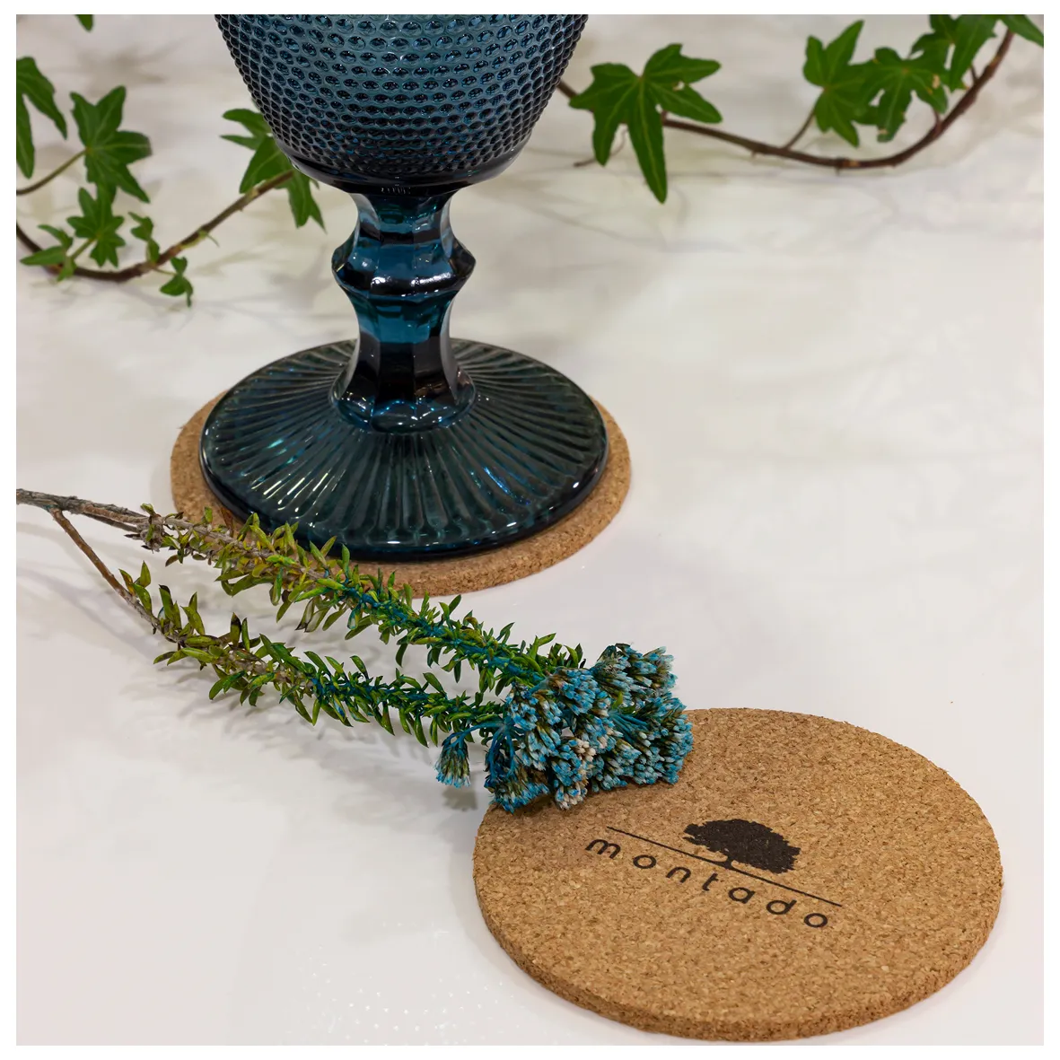 Pack of 4 Round Reusable Cork Coasters - Pattern Montado