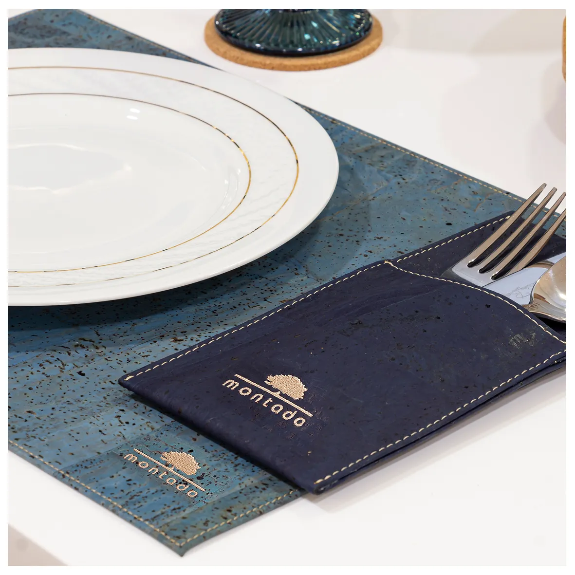 Individual de Mesa Sustentável em Cortiça - Azul Claro