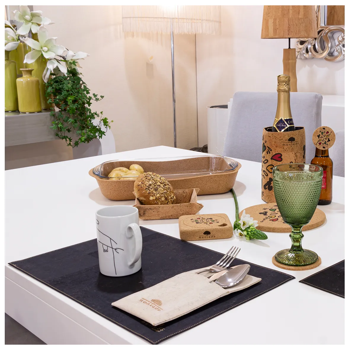 Individual de Mesa Sustentável em Cortiça - Preto