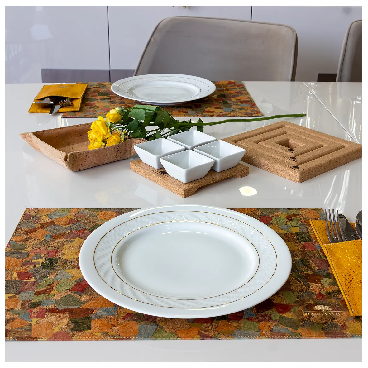 Individual de Mesa Sustentável em Cortiça - Mármore