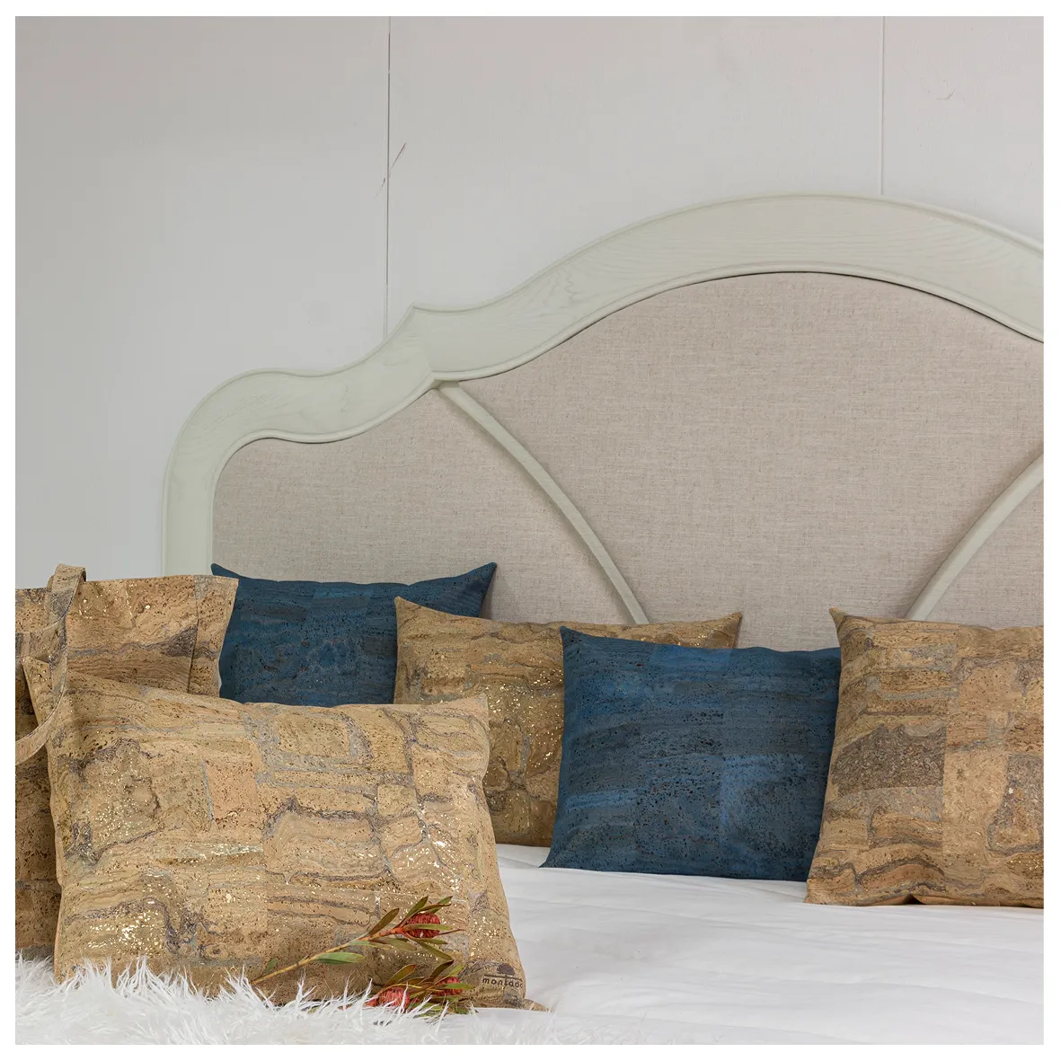 Almofada Quadrada Decorativa e Ecológica em Cortiça - Azul Claro