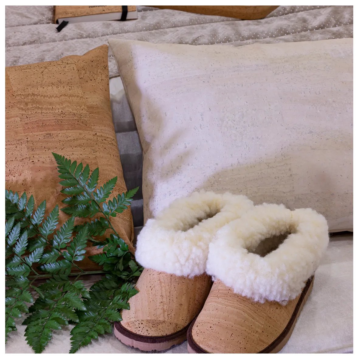 Almofada Quadrada Decorativa e Ecológica em Cortiça - Branco