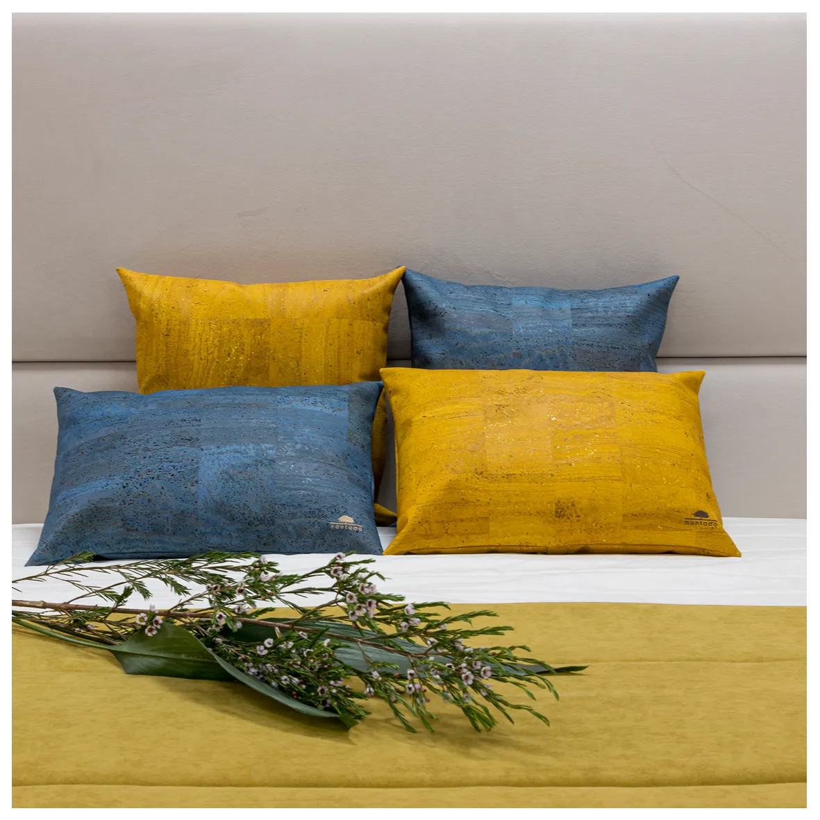 Decorative and Ecological Rectangular Cork Cushion - Light Blue