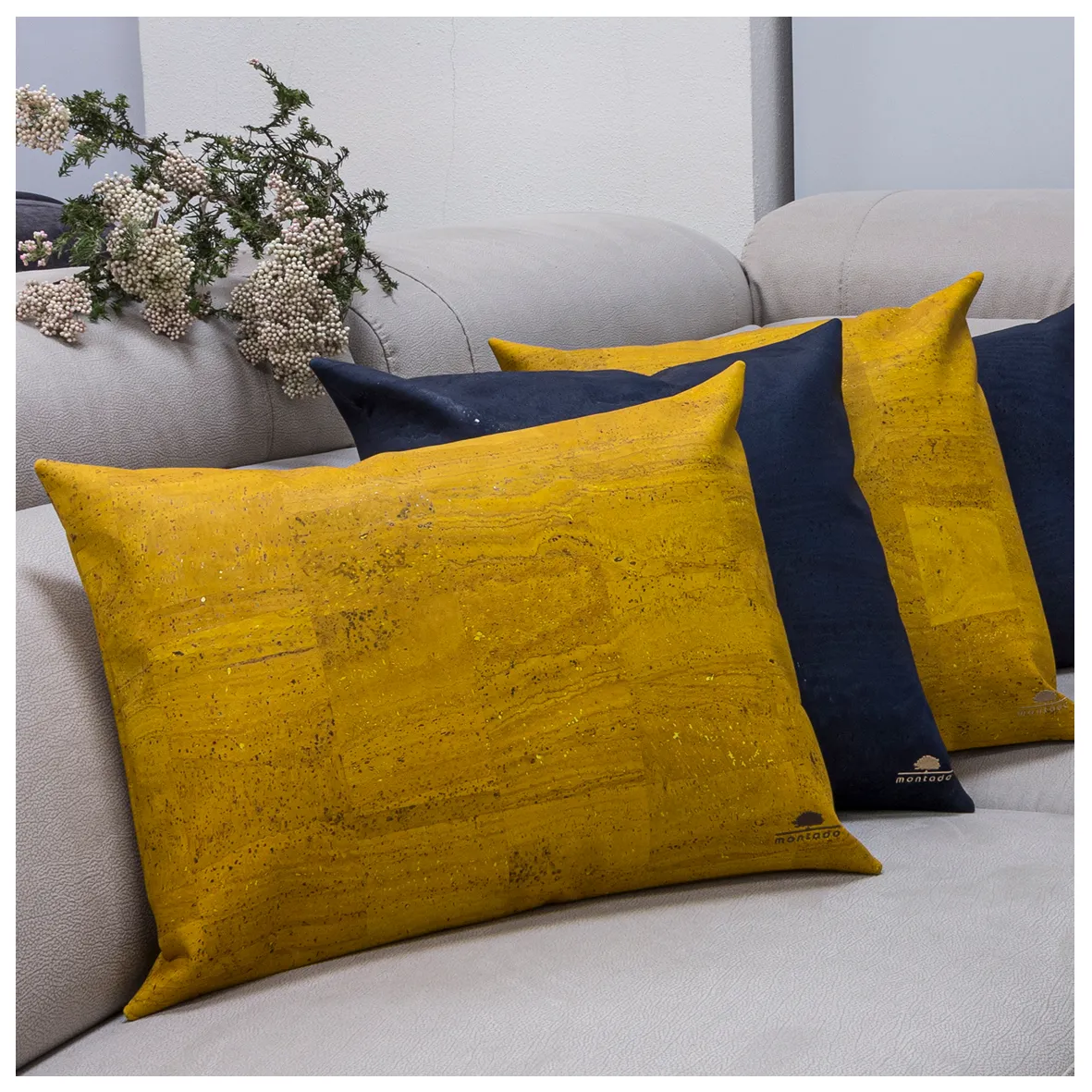 Decorative and Ecological Rectangular Cork Cushion - Yellow