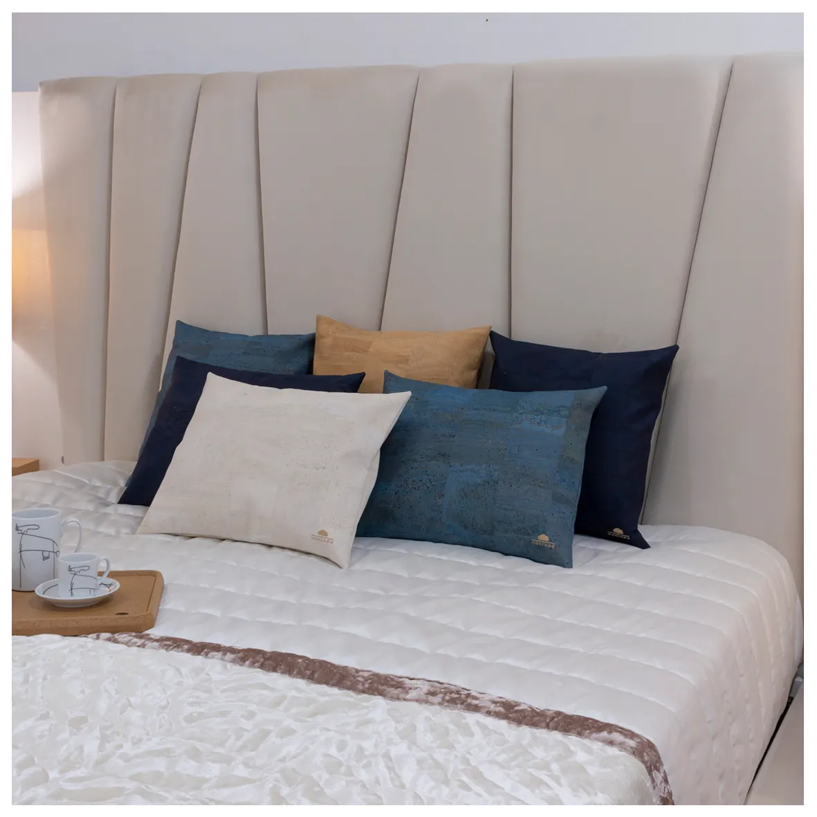 Decorative and Ecological Rectangular Cork Cushion - Light Blue