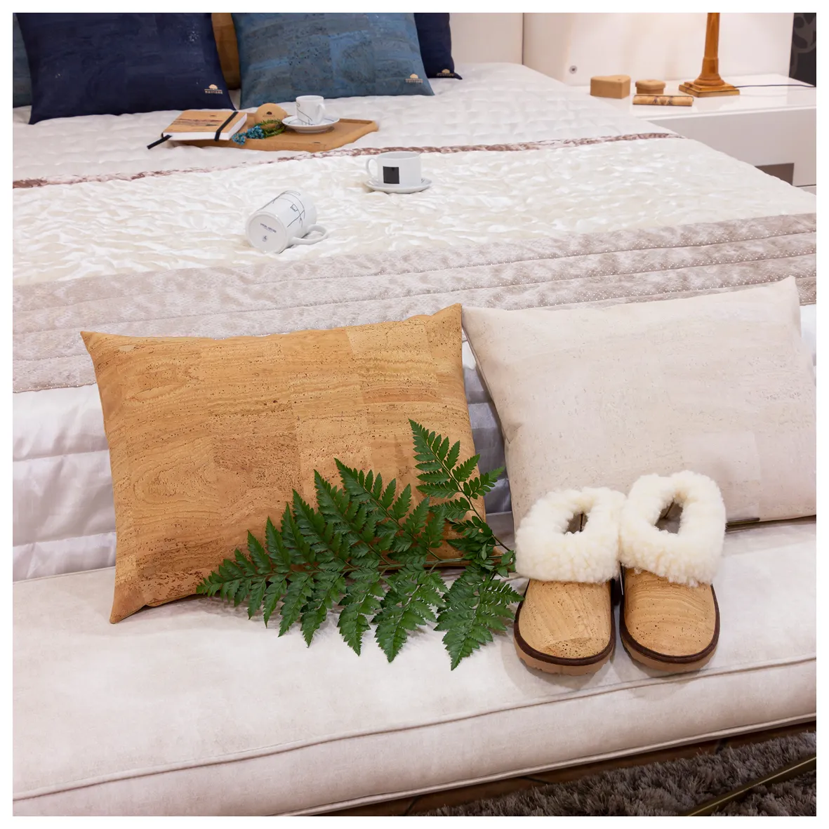 Decorative and Ecological Rectangular Cork Cushion - Natural