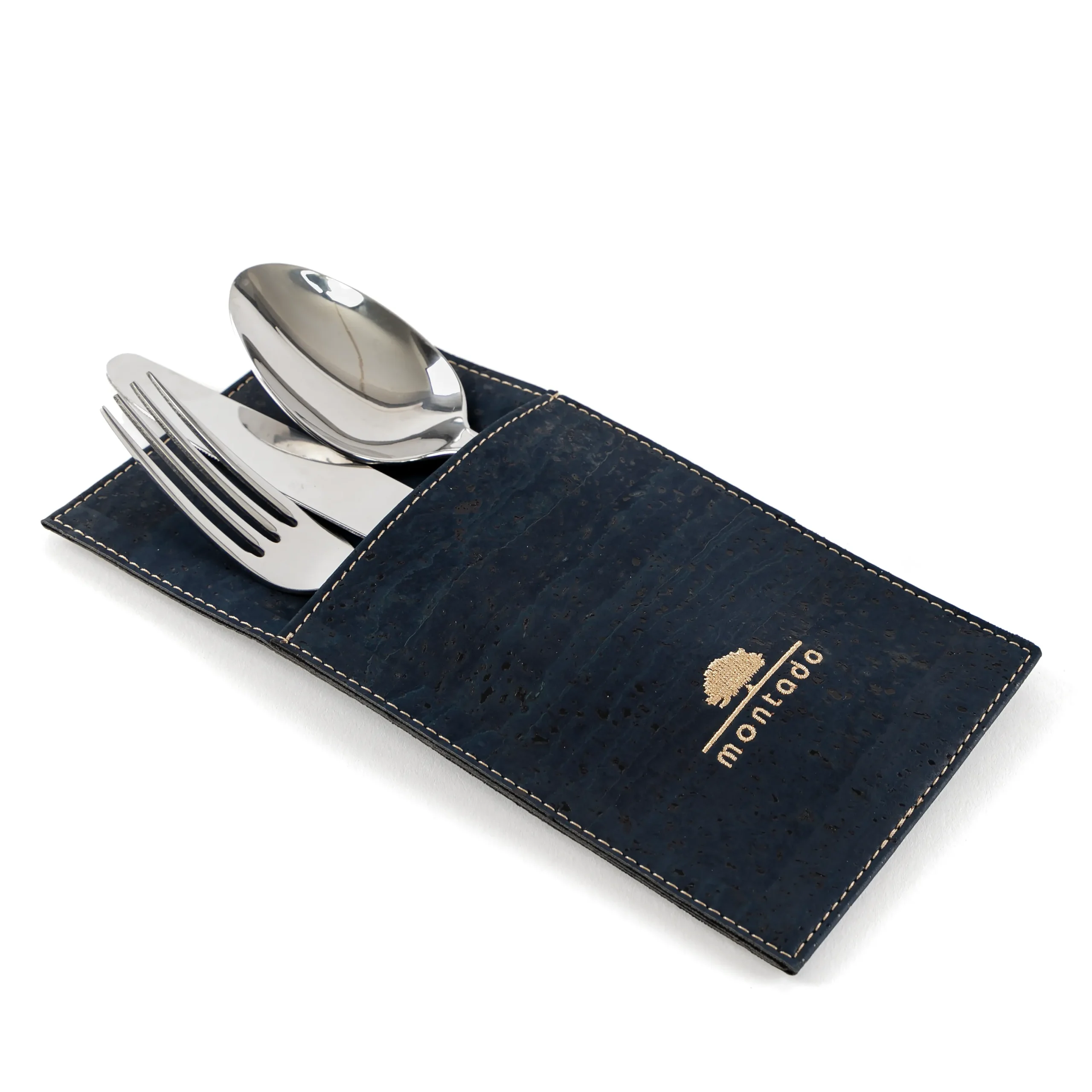 Reusable Cork Cutlery Holder - Blue