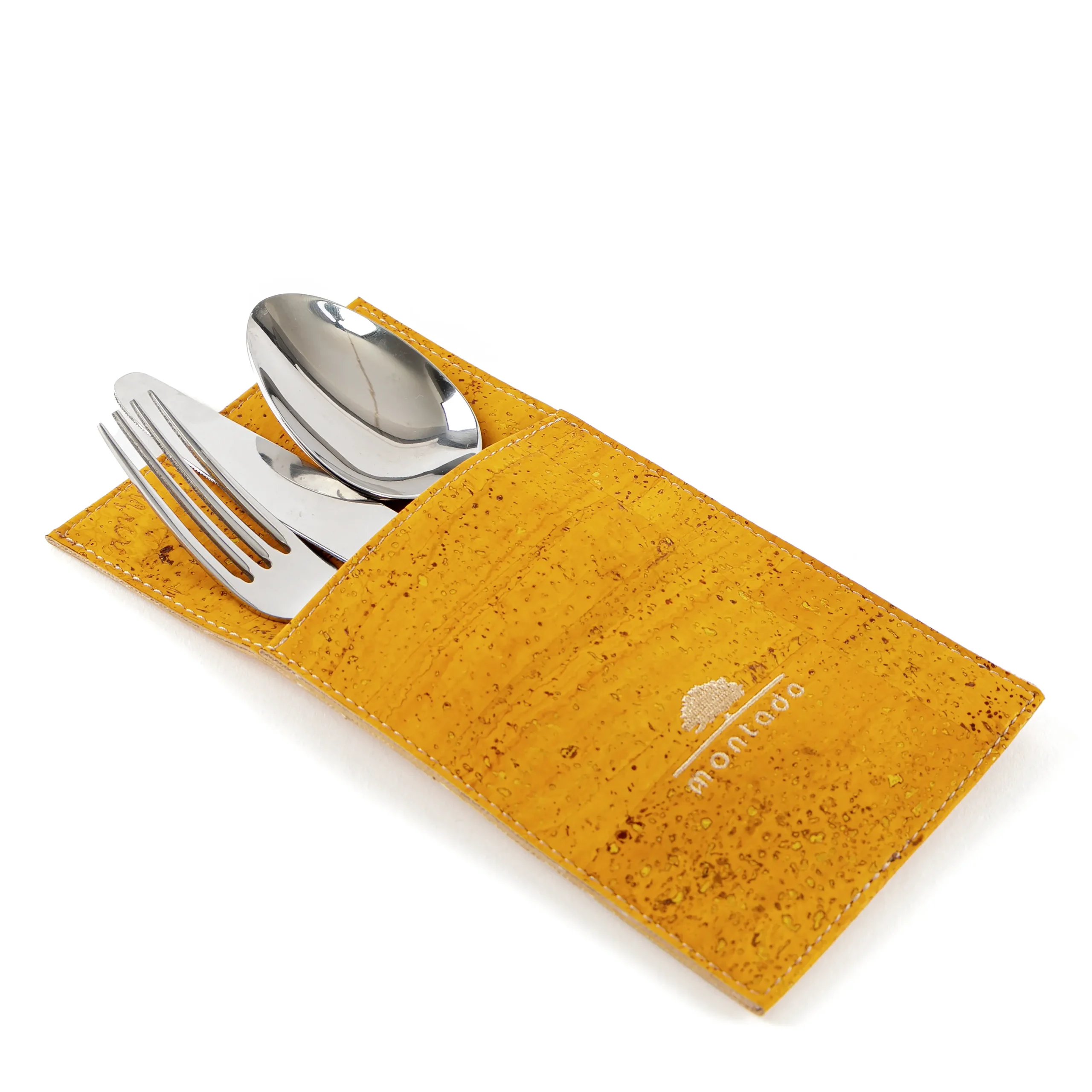 Reusable Cork Cutlery Holder - Yellow