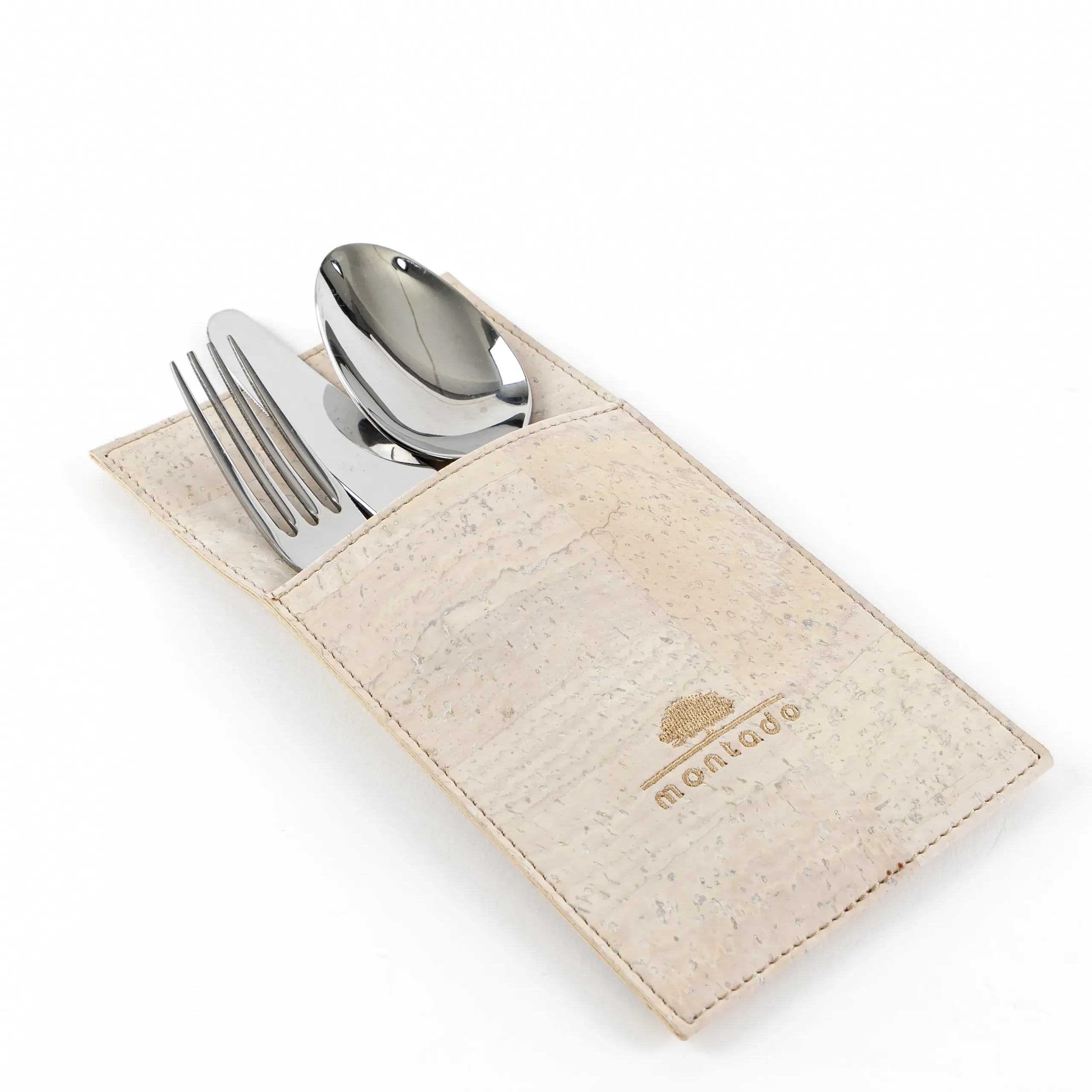 Reusable Cork Cutlery Holder - White