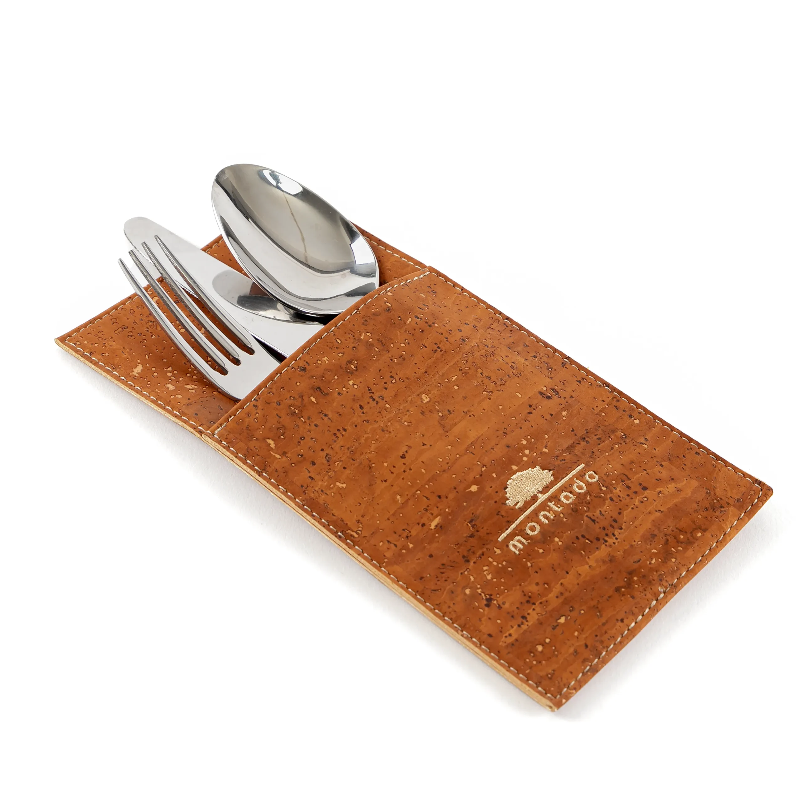 Reusable Cork Cutlery Holder - Camel