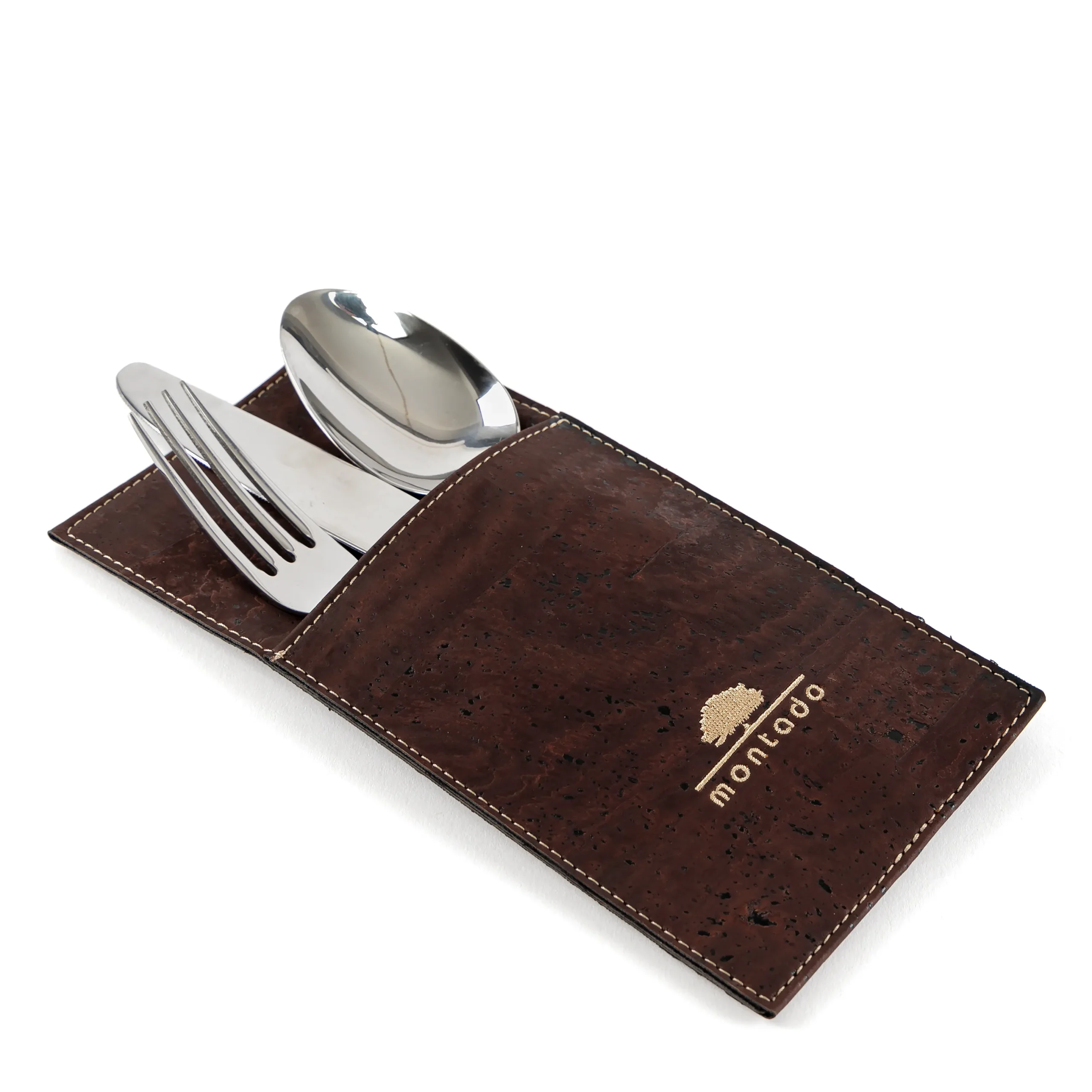 Reusable Cork Cutlery Holder - Brown
