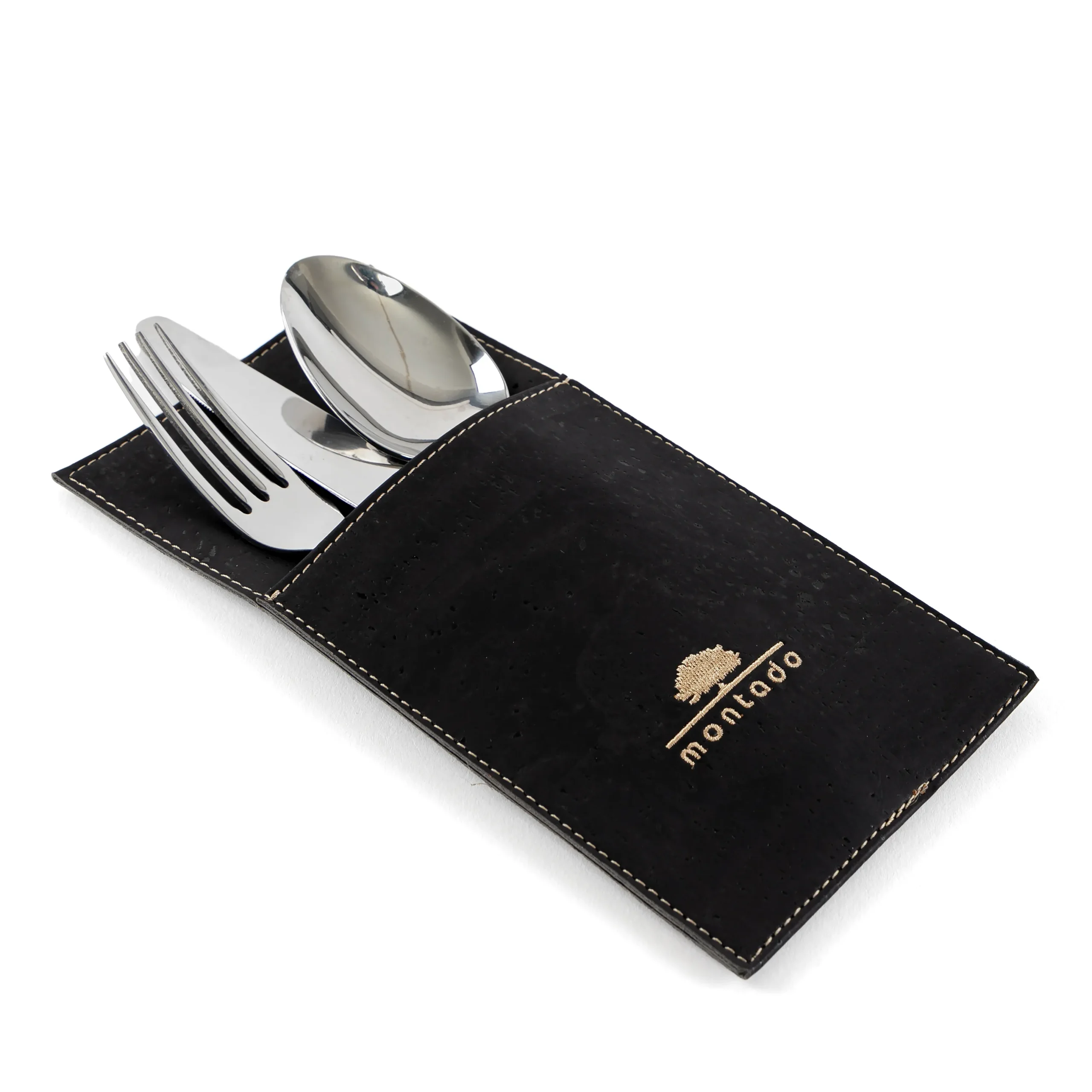 Reusable Cork Cutlery Holder - Black