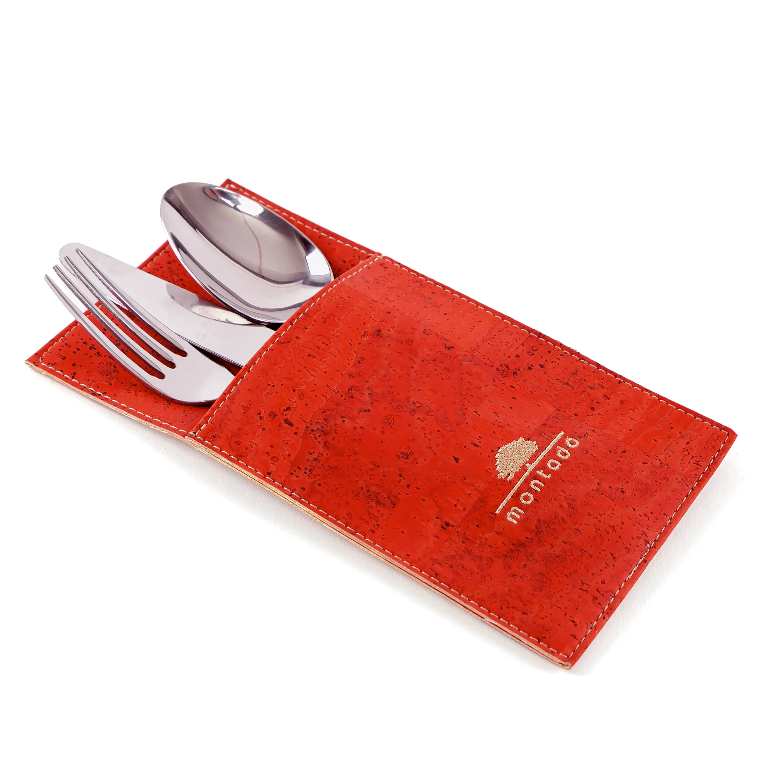 Reusable Cork Cutlery Holder - Red