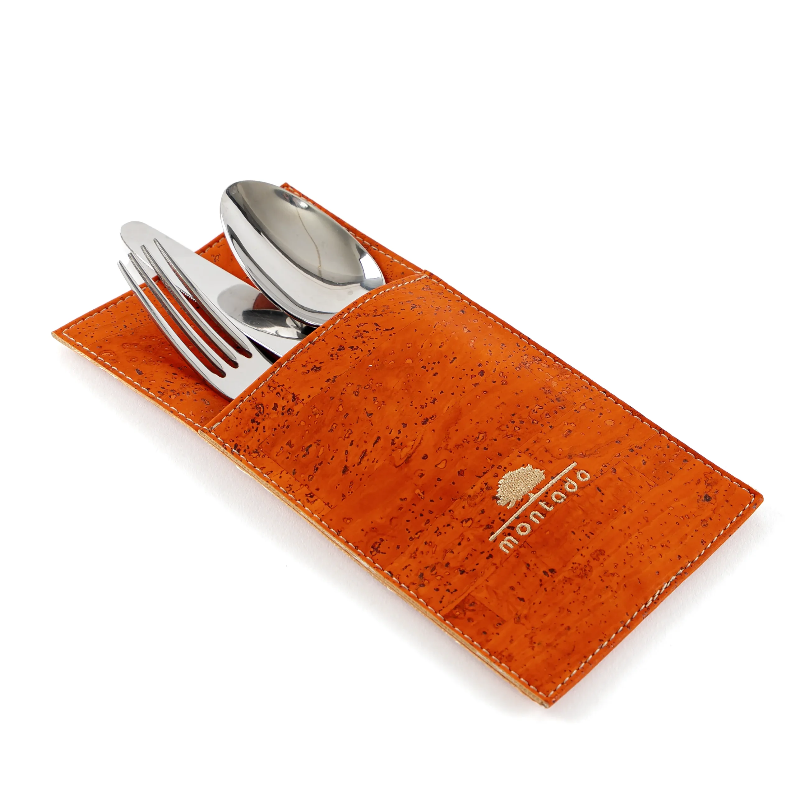 Reusable Cork Cutlery Holder - Orange